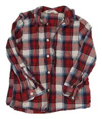 Červeno-bílo-tmavomodro/zeleno-bílá kostkovaná košile H&M