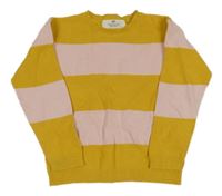 Okrovo-světlerůžový pruhovaný svetr H&M