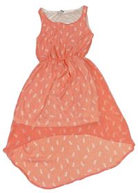 Růžové šifonové šaty s ananasy Y.F.K.