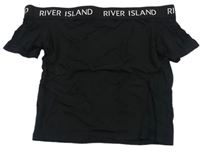 Černé crop tričko s logem River Island