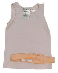 2set- Lila košilka + Oranžová čelenka s mašlí H&M