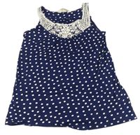 Tmavomodrá puntíkatá tunika s krajkou H&M
