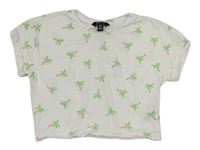 Bílé crop tričko s palmami New Look