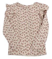 Světlerůžové žebrované triko s leopardím vzorem F&F