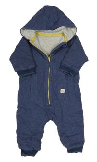 Tmavomodrá melírovaná tepláková zateplená kombinéza s kapucí Mothercare