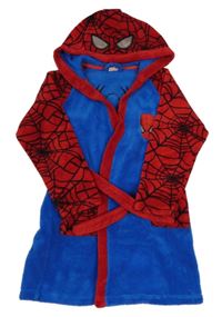 Modro-červený chlupatý župan s kapucí - Spiderman Matalan