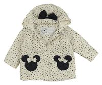 Smetanová puntíkatá šusťáková zateplená bunda s Minnie a kapucí George
