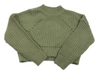 Khaki crop svetr New Look