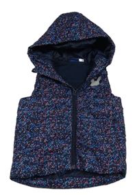 Tmavomodrá puntíkatá šusťáková zateplená vesta s kapucí Lupilu