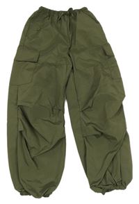 Khaki šusťákové cargo cuff kalhoty Shein