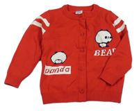 Červený propínací svetr s pandou