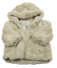 Béžová kožešinová zateplená bunda s kapucí Primark