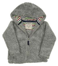 Šedá melírovaná chlupatá propínací mikina s kapucí M&S