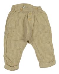 Béžové pruhované mušelínové kalhoty H&M