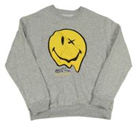 Šedá melírovaná mikina se smajlíkem H&M
