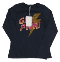 Nové - Tmavomodré triko s bleskem a nápisem Name it