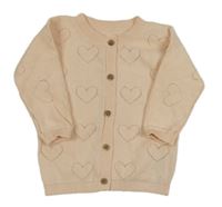 Meruňkový propínací svetr s perforovanými srdíčky M&S