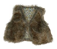 Hnědá kožešinová podšitá vesta