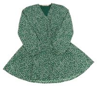 Zelené květované šifonové šaty