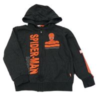 Antracitová melírovaná propínací mikina se Spidermanem a kapucí Marvel