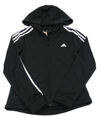 Černá sportovní propínací funkční mikina s logem a kapucí Adidas