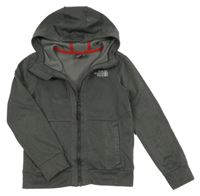Tmavošedá melírovaná funkční propínací mikina s logem a kapucí The North Face