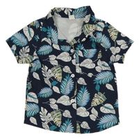 Tmavomodrá košile s listy Shein