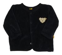 Černá sametová zateplená propínací mikina s medvědem Steiff