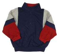 Tmavomodro-šedo-červená oversize mikina s žebrováním George