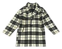 Béžovo-černý kostkovaný podšitý kabát New Look