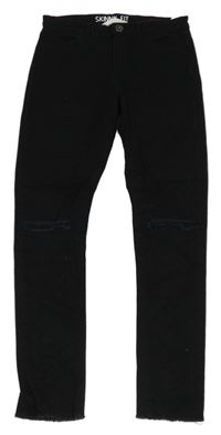 Černé skinny fit rifle s dírami na kolenou H&M