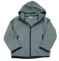 Modrá melírovaná pletená propínací mikina s kapucí H&M