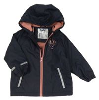 Tmavomodrá nepromokavá lehce zateplená bunda s mrakem a kapucí Lupilu