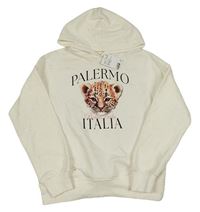 Nové - Smetanová mikina s gepardem a kapucí H&M