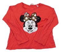 Červené triko s Minnie z překlápěcích flitrů H&M