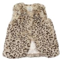 Béžová kožešinová zateplená vesta s leopardím vzorem Matalan