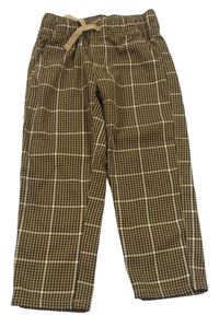 Hnědo-béžové kostkované kalhoty H&M