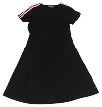 Černé žebrované šaty s kolovou sukní Primark