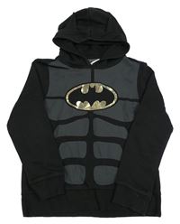 Černo-šedá vzorovaná mikina s Batmanem a kapucí H&M