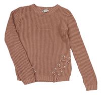 Starorůžový svetr se šněrováním Primark
