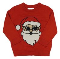 Červený lehký svetr se Santou zn. Primark