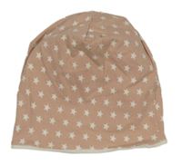 Světlerůžová bavlněná čepice s hvězdičkami 