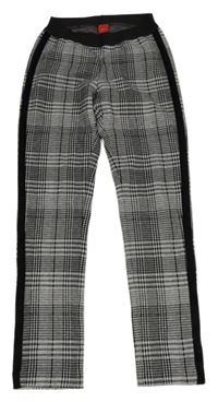 Černo-šedé kostkované úpletové kalhoty S. Oliver