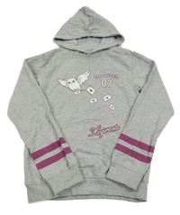 Šedá melírovaná mikina s Hedvikou a kapucí - Harry Potter 