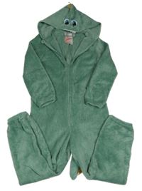 Zelená chlupatá kombinéza s ostny a ocasem a kapucí H&M