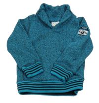 Tyrkysovo-černá melírovaná pletená thermo mikina Topolino