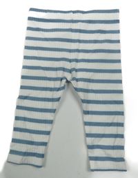 Bílo-modré pruhované žebrované lehké tepláky Disney