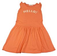 Oranžové šaty s nápisem H&M