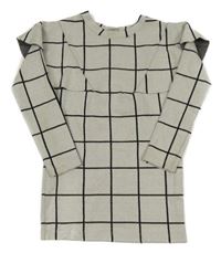 Šedo-černé kostkované úpletové šaty s volánkem Tu