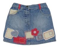 Modrá riflová sukně s nášivkami Next